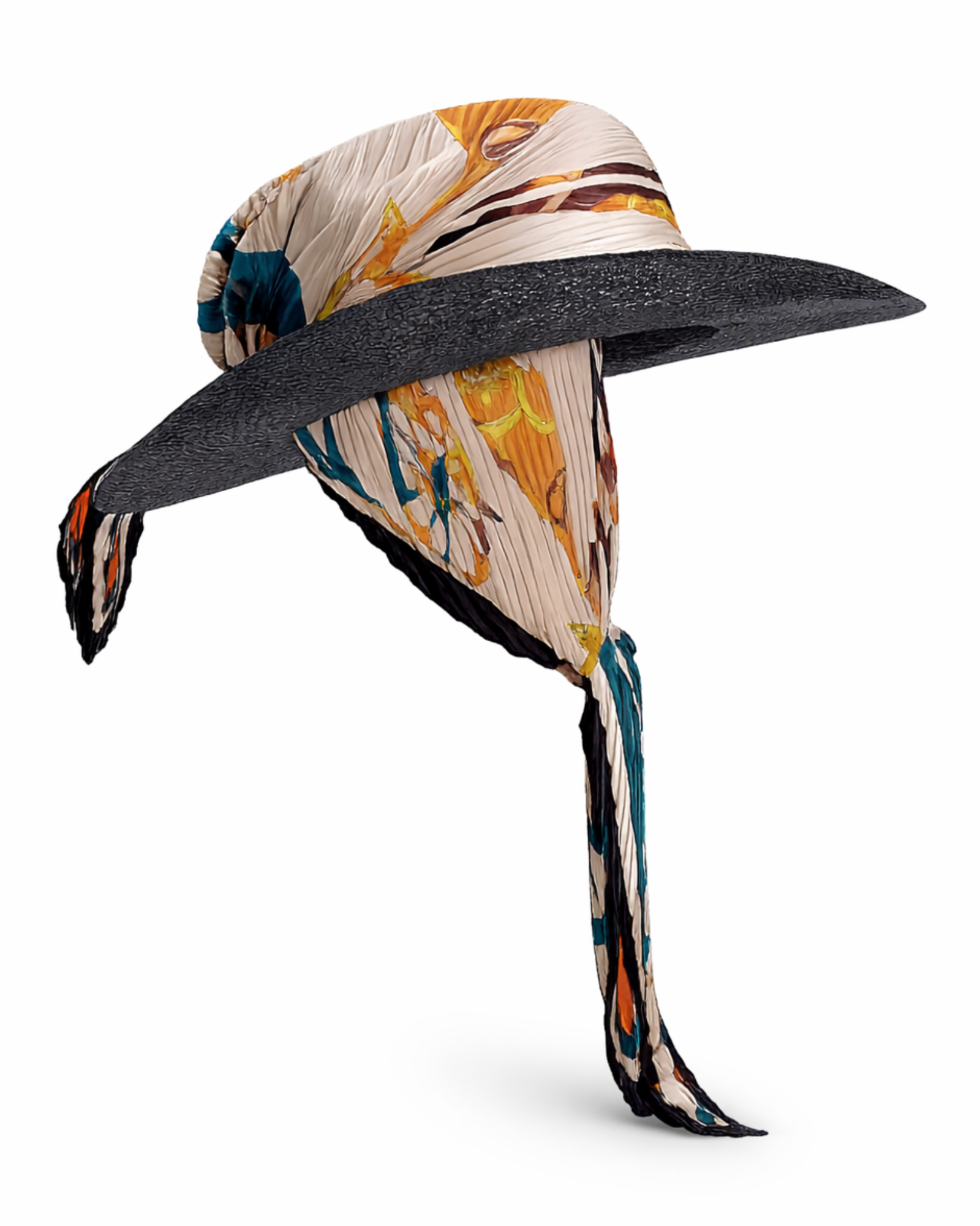 Newport Air straw hat with silk scarf, designed for lightweight summer wear with a modern coastal silhouette.