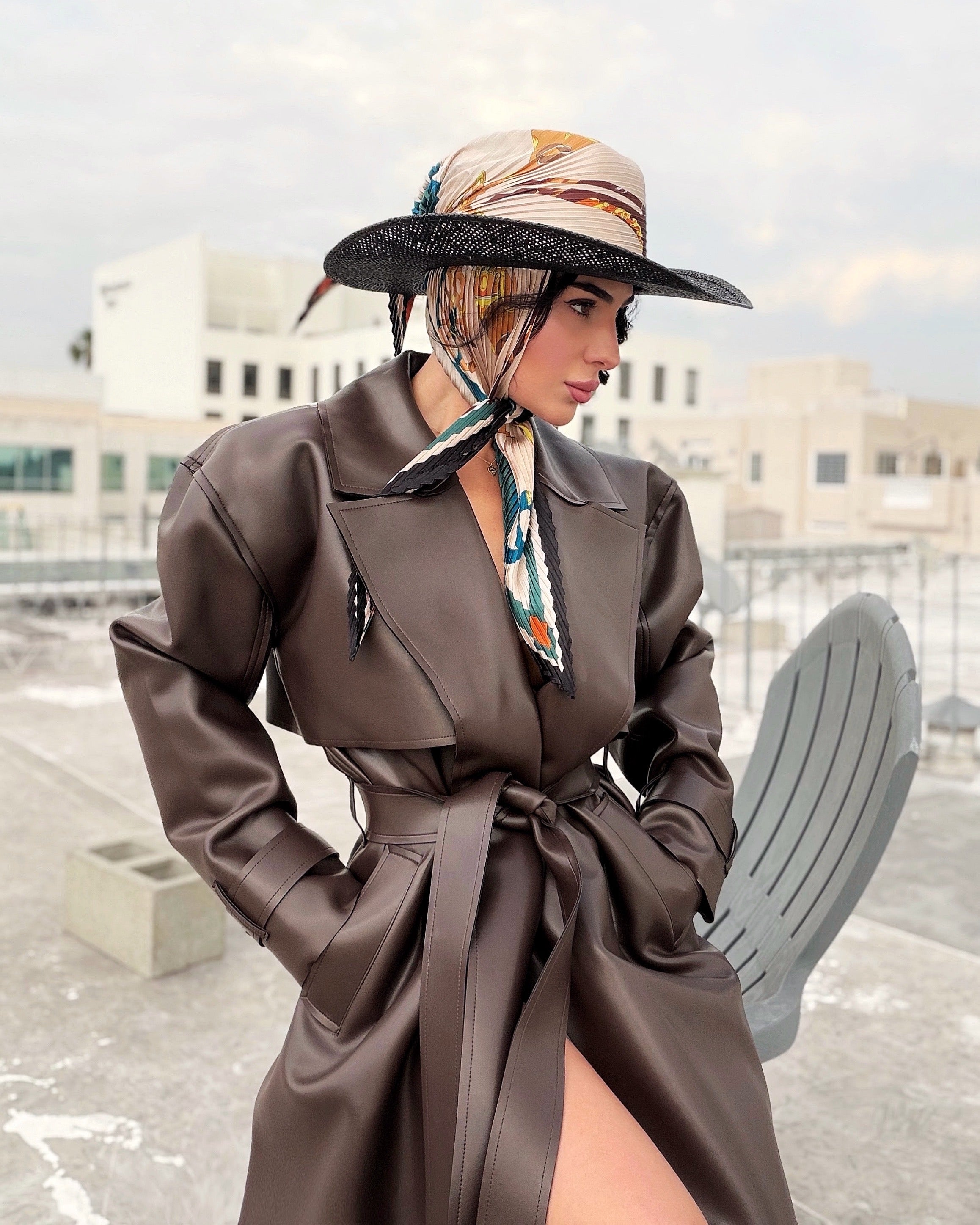 Newport Air straw hat with silk scarf, designed for lightweight summer wear with a modern coastal silhouette.