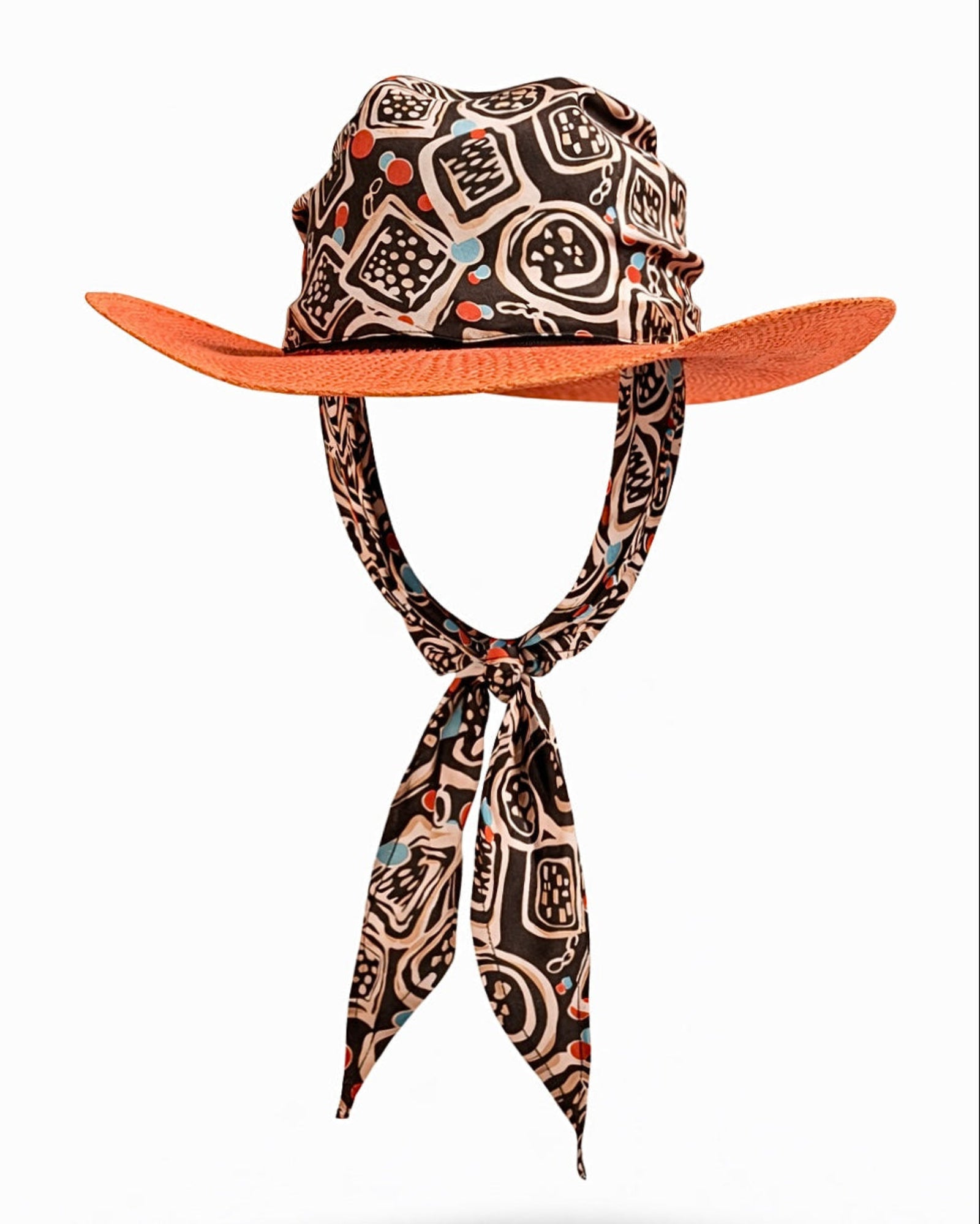 Ibiza Bliss straw hat with silk scarf, inspired by sun-washed island ease and modern Mediterranean elegance.
