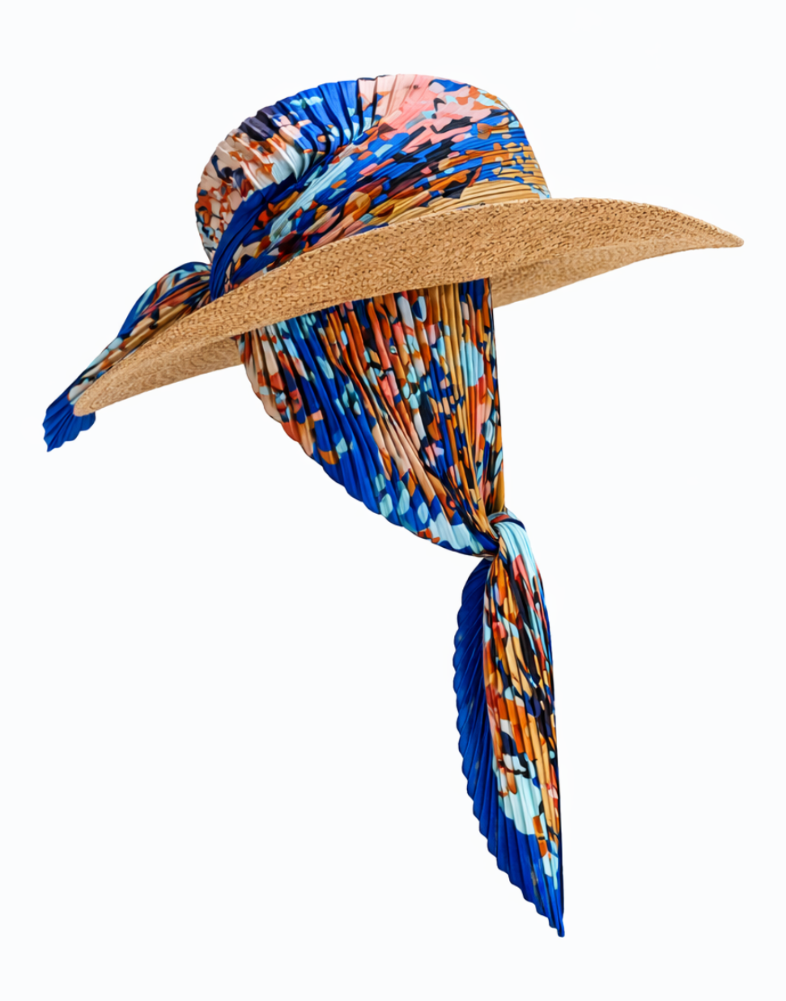 Newport Air straw hat with silk scarf, shown in profile with a lightweight, modern coastal silhouette