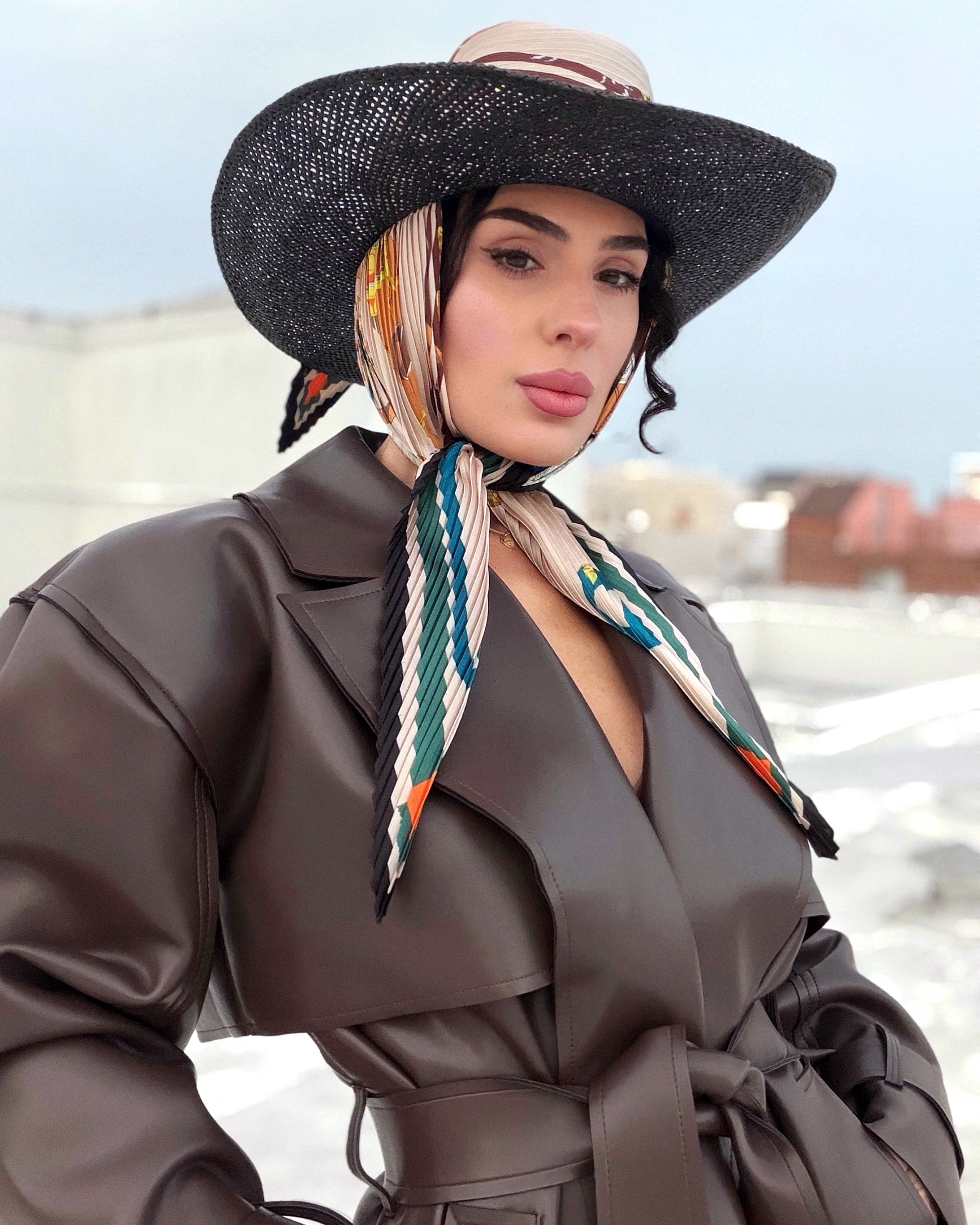 Newport Air straw hat with silk scarf, designed for lightweight summer wear with a modern coastal silhouette.